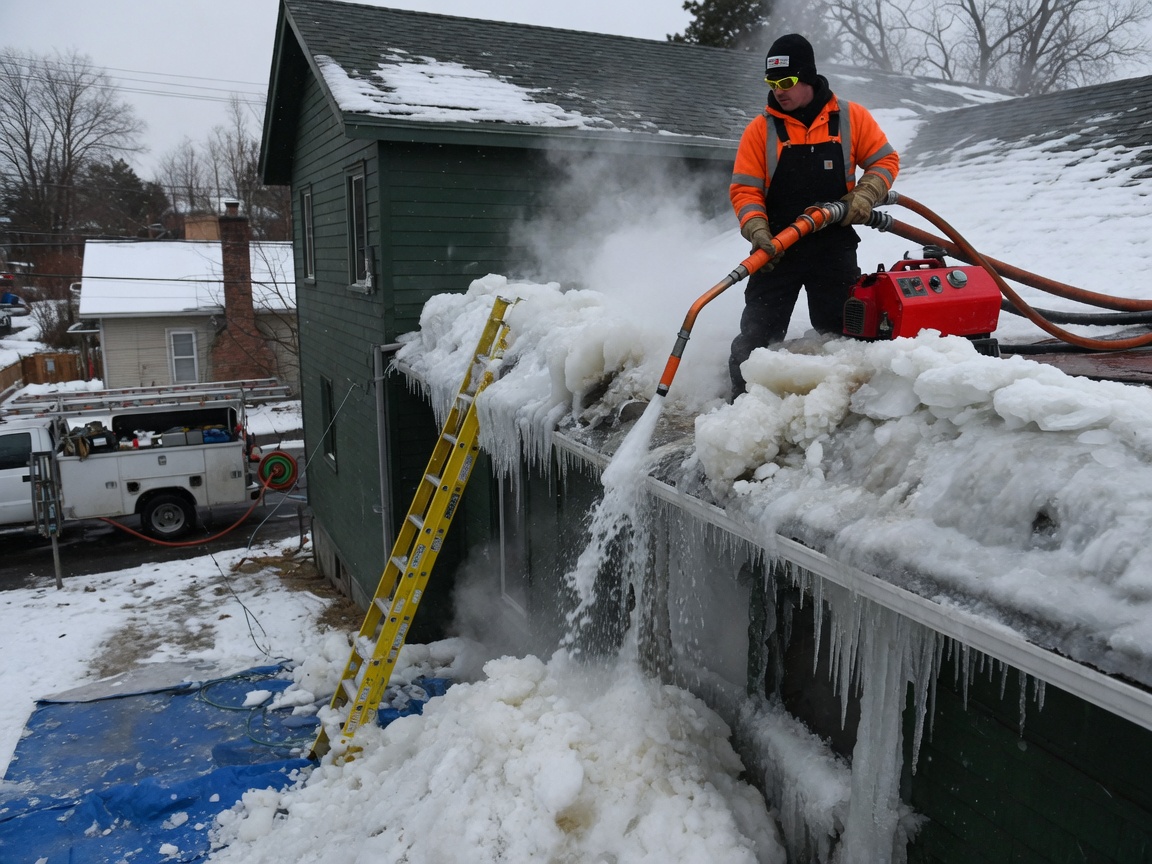 Ice dam removal in Spokane