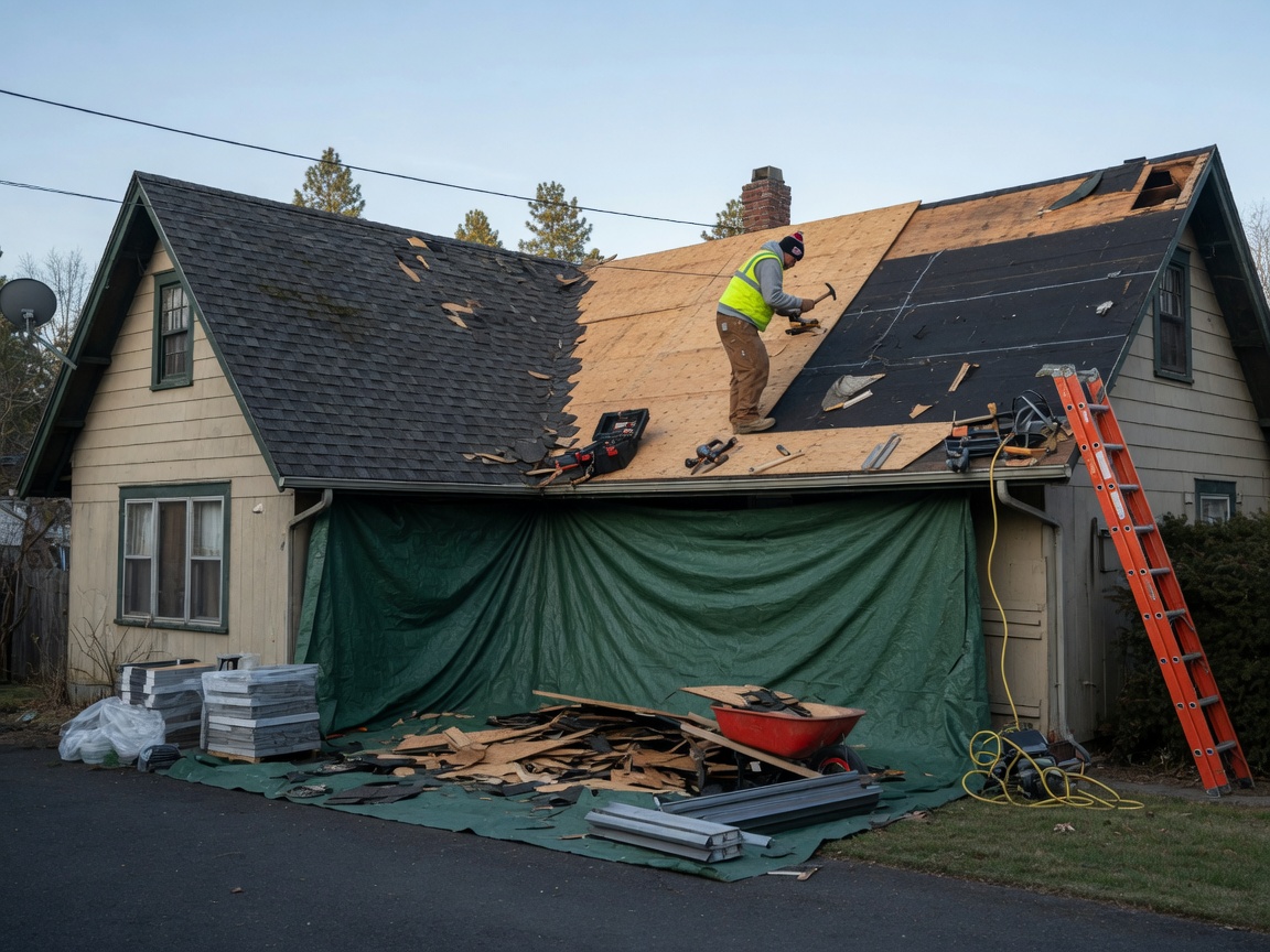 Partial roof replacement in Spokane