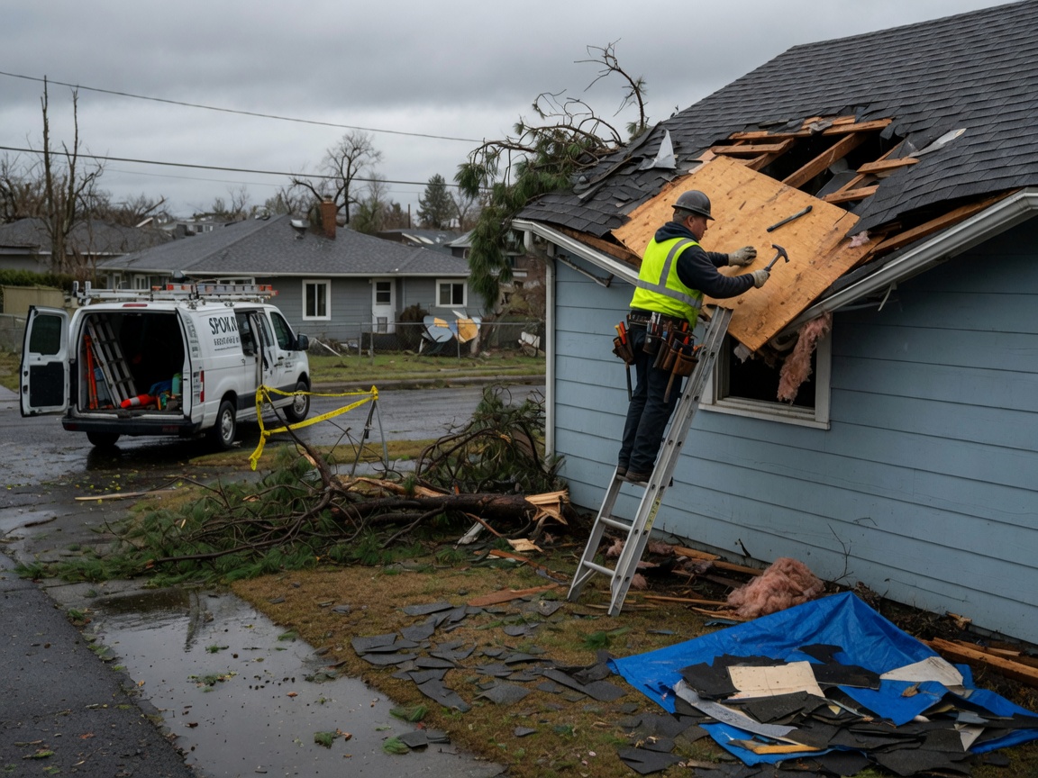 Storm damage repair in Spokane